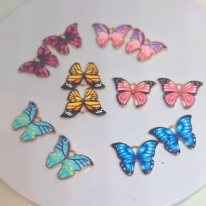 Vibrant Butterfly Charms, 21x15mm .  Six Pairs of Charms